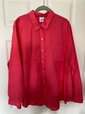 GAP Hot Pink Long Sleeve Button-Up Blouse